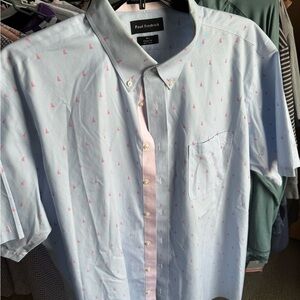 Paul Fredrick Blue Shirt with Pink Accents